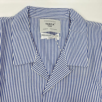 YAECA PARK Cotton Stripe Long Sleeve Shirt Blue Size L