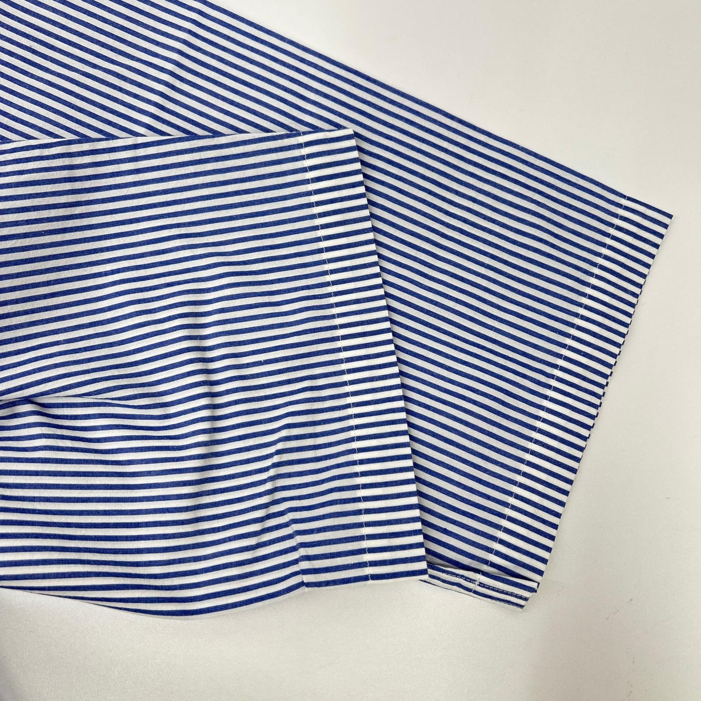 YAECA PARK Cotton Stripe Long Sleeve Shirt Blue Size L