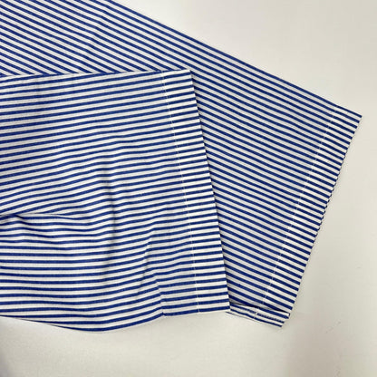 YAECA PARK Cotton Stripe Long Sleeve Shirt Blue Size L