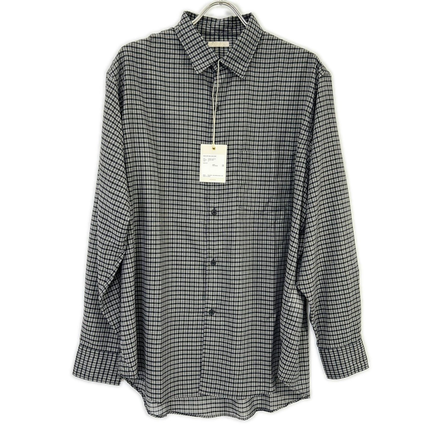 ULTERIOR Black Super Light Wool Check Shirt Size 5