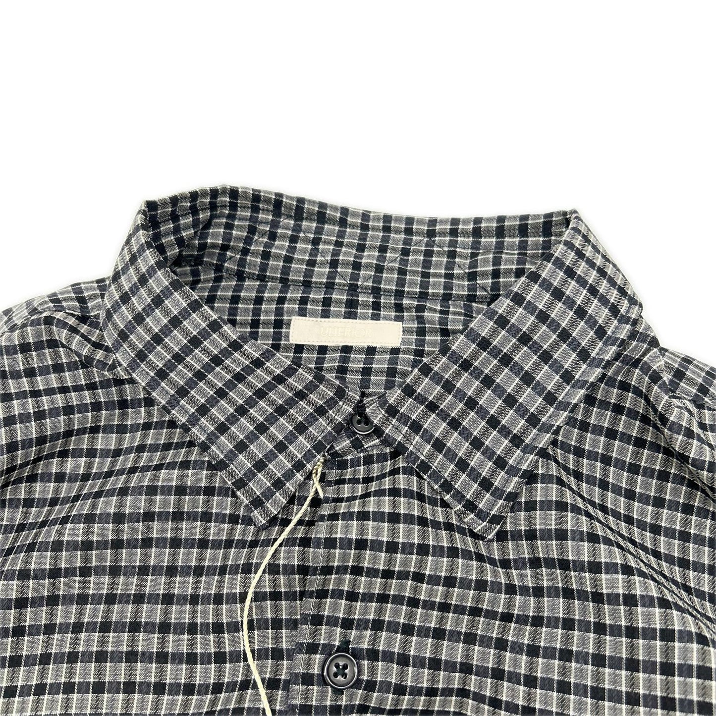 ULTERIOR Black Super Light Wool Check Shirt Size 5