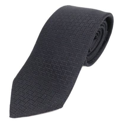 HERMES Facone H 24 H-Woven Silk Tie Black Size ONE SIZE