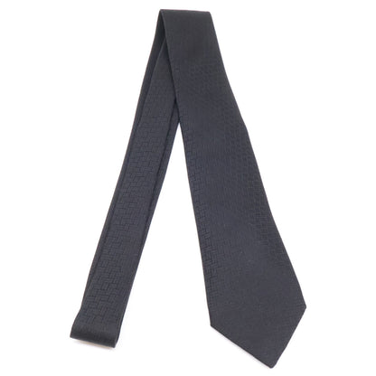 HERMES Facone H 24 H-Woven Silk Tie Black Size ONE SIZE