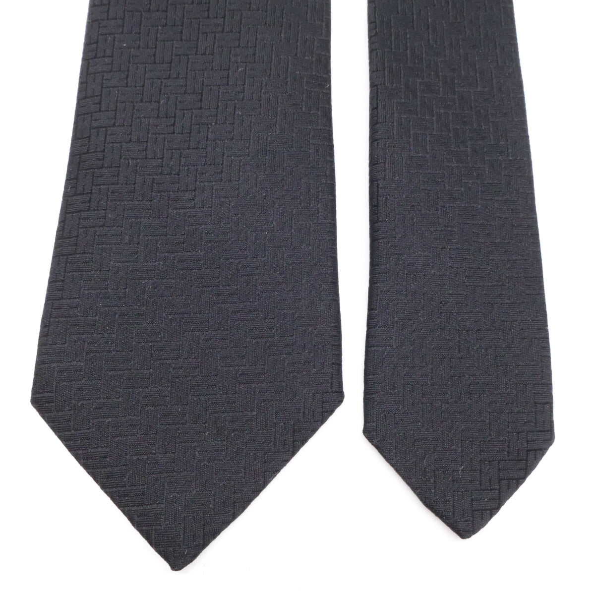 HERMES Facone H 24 H-Woven Silk Tie Black Size ONE SIZE