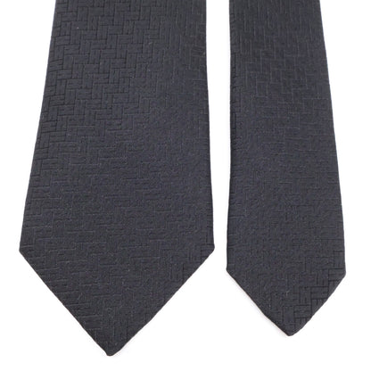 HERMES Facone H 24 H-Woven Silk Tie Black Size ONE SIZE