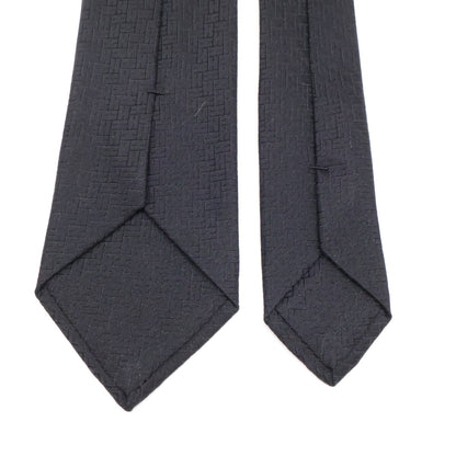 HERMES Facone H 24 H-Woven Silk Tie Black Size ONE SIZE