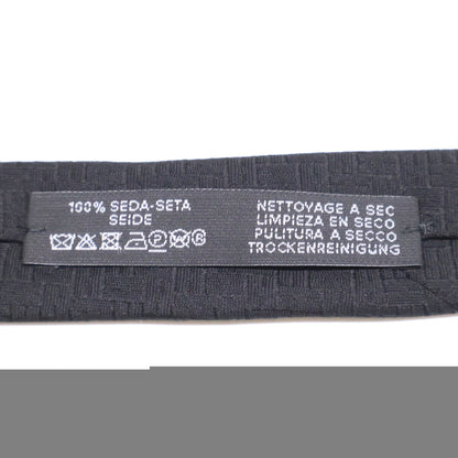 HERMES Facone H 24 H-Woven Silk Tie Black Size ONE SIZE
