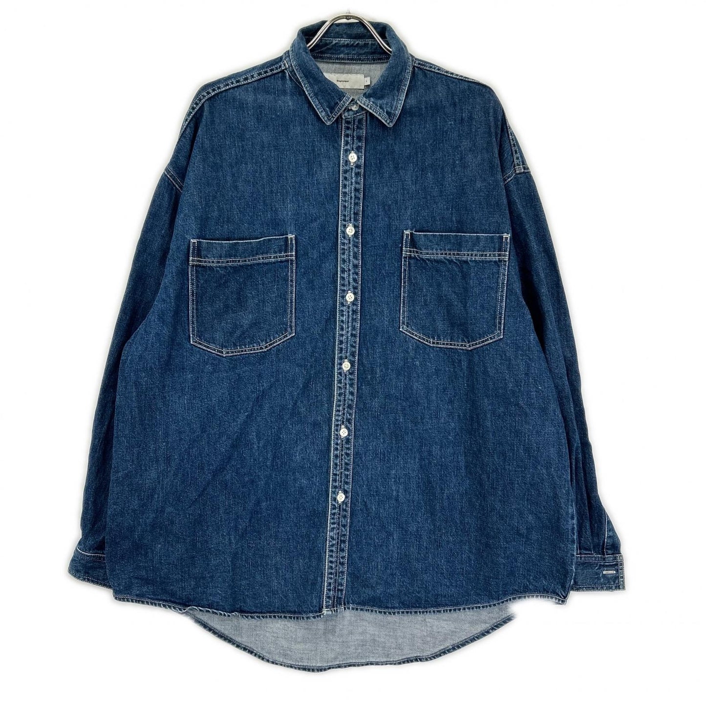 Graphpaper GM211-50078B Indigo Oversized Collar Shirt Size 2