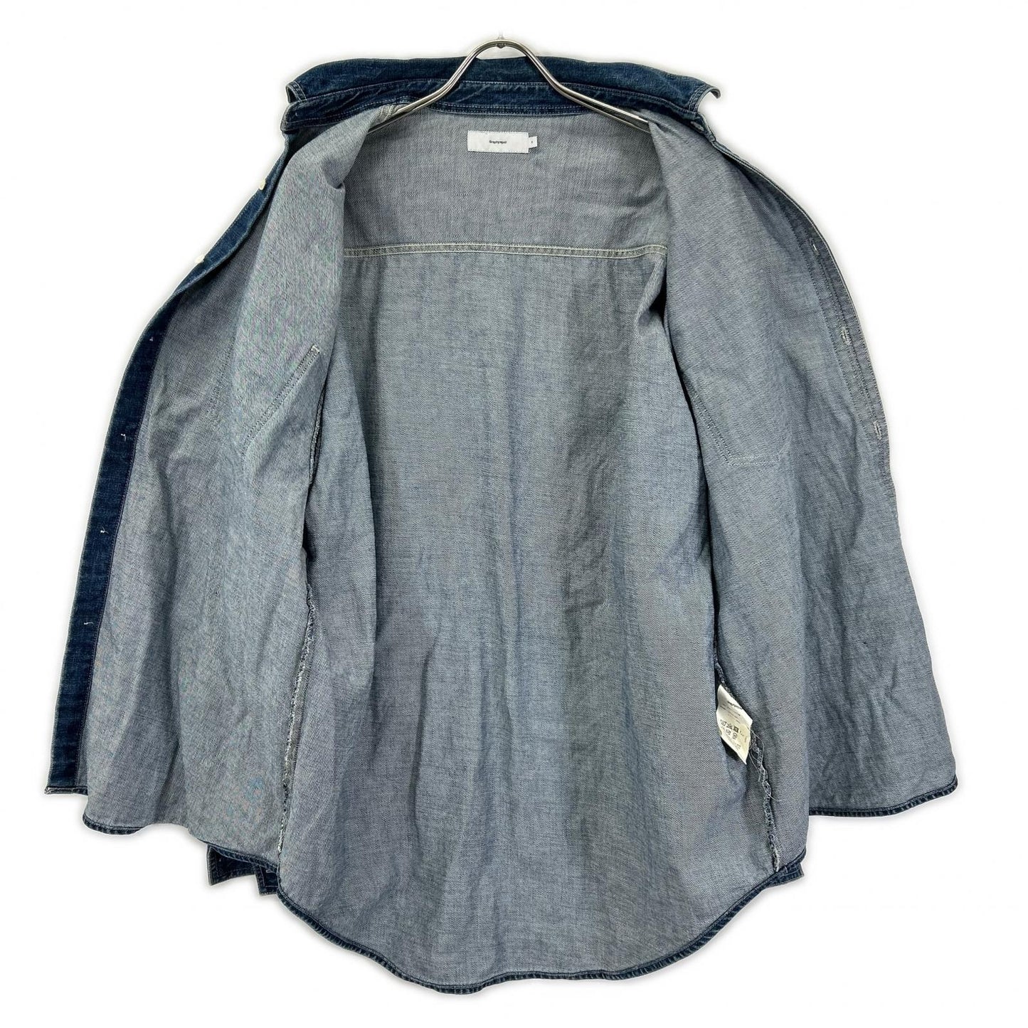 Graphpaper GM211-50078B Indigo Oversized Collar Shirt Size 2