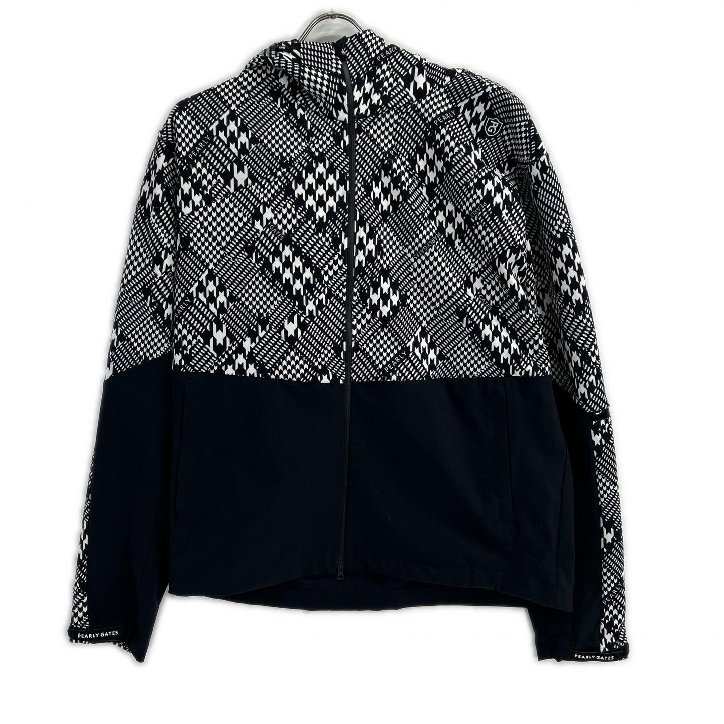 PEARLY GATES Houndstooth Hooded Jacket Black/White Size 6