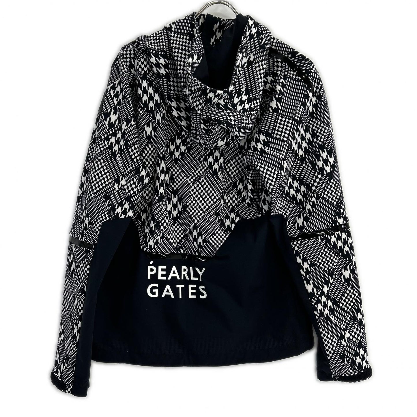 PEARLY GATES Houndstooth Hooded Jacket Black/White Size 6