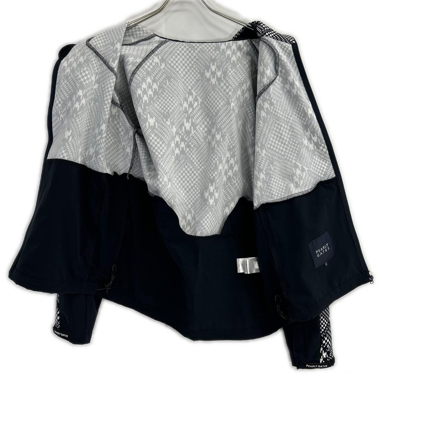PEARLY GATES Houndstooth Hooded Jacket Black/White Size 6