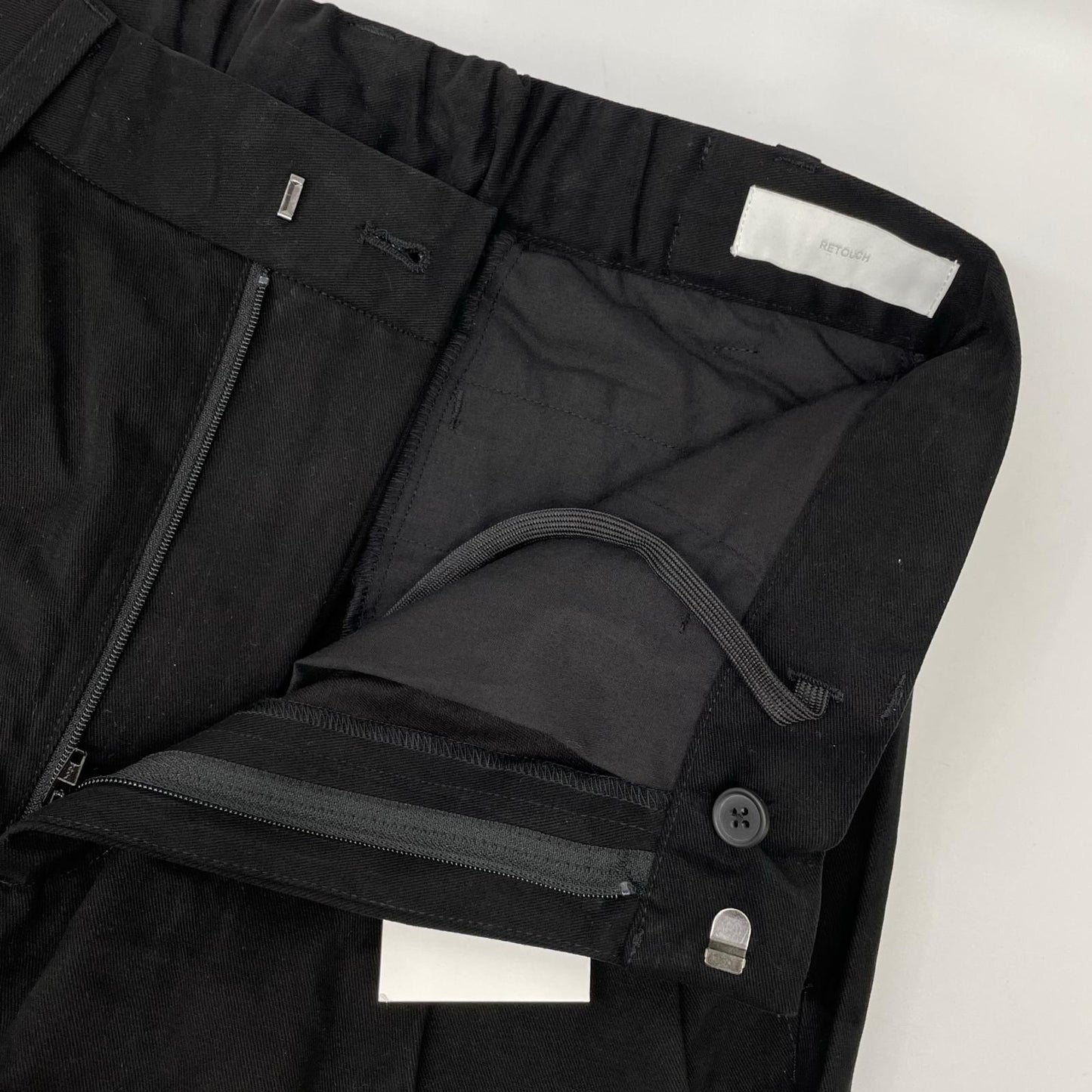 RETOUCH RT-CH01 Black 2-Tuck Wide Slacks Cotton Pants Size M