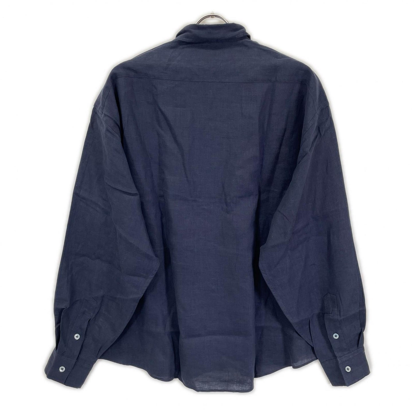 Porter Classic Navy Linen Roll Up Long Sleeve Shirt Size M