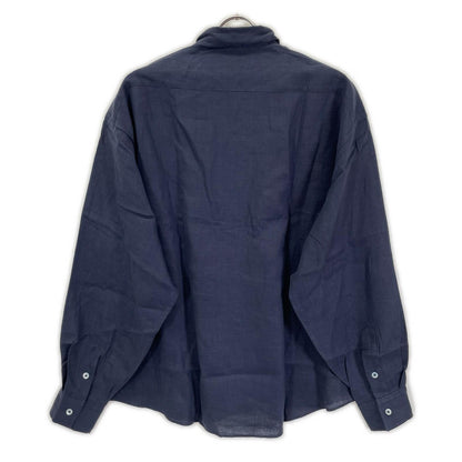 Porter Classic Navy Linen Roll Up Long Sleeve Shirt Size M