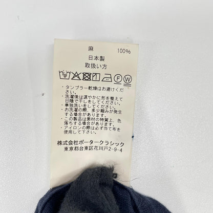 Porter Classic Navy Linen Roll Up Long Sleeve Shirt Size M