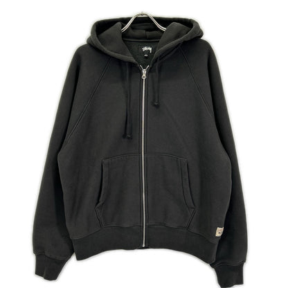 Stussy 25SS Raglan Relaxed Zip Hoodie Charcoal Cotton Jacket Size L