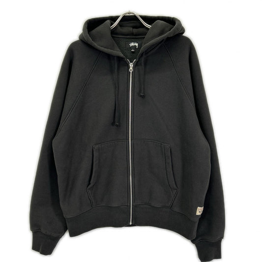 Stussy 25SS Raglan Relaxed Zip Hoodie Charcoal Cotton Jacket Size L