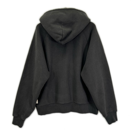 Stussy 25SS Raglan Relaxed Zip Hoodie Charcoal Cotton Jacket Size L
