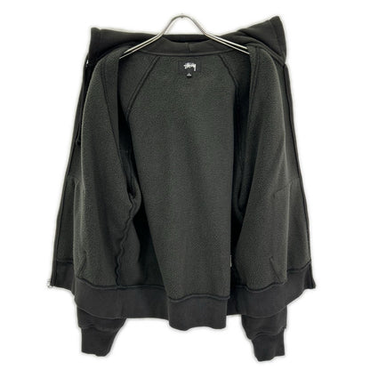 Stussy 25SS Raglan Relaxed Zip Hoodie Charcoal Cotton Jacket Size L