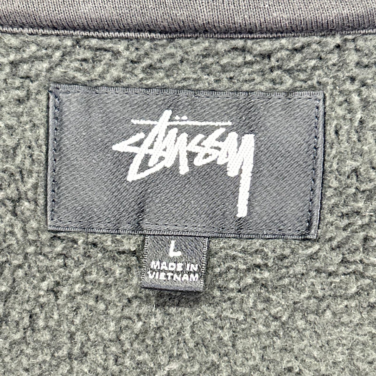 Stussy 25SS Raglan Relaxed Zip Hoodie Charcoal Cotton Jacket Size L