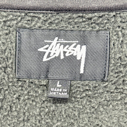 Stussy 25SS Raglan Relaxed Zip Hoodie Charcoal Cotton Jacket Size L