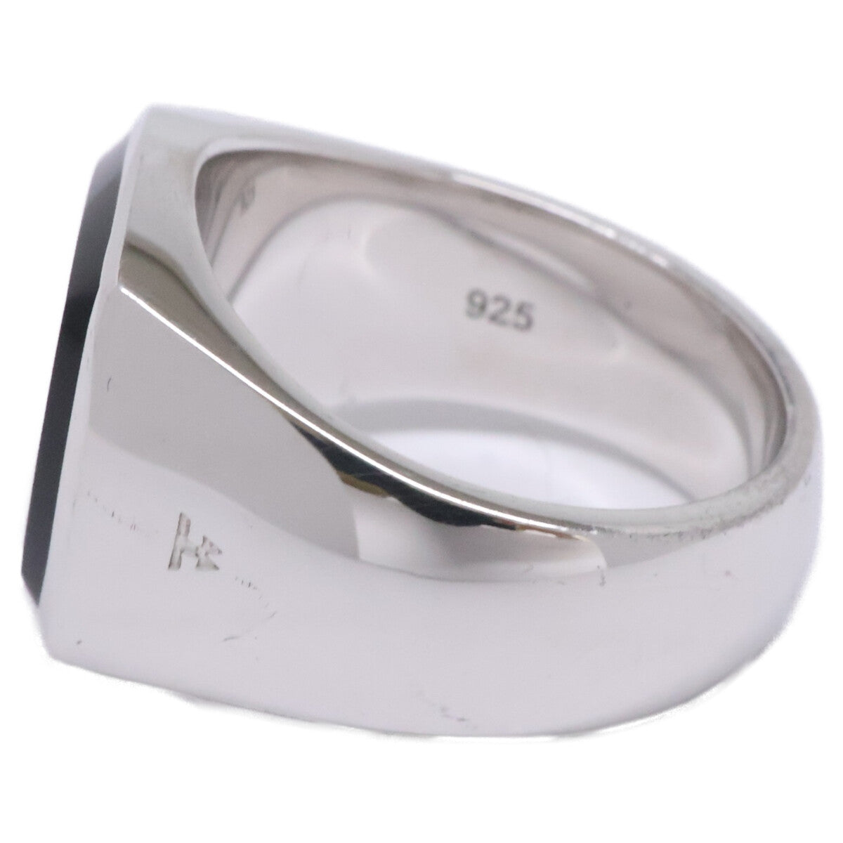 TOMWOOD 925 Sterling Silver Onyx Cushion Ring Size 54
