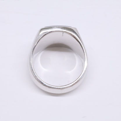 TOMWOOD 925 Sterling Silver Onyx Cushion Ring Size 54