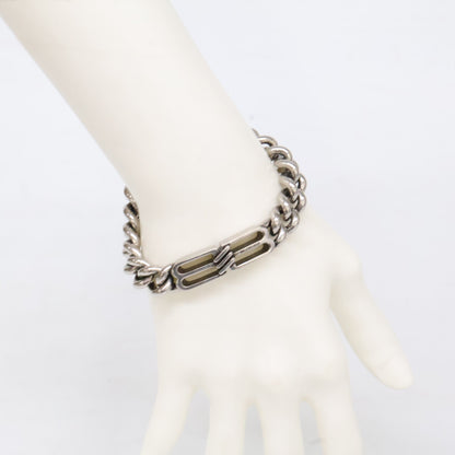 BALENCIAGA BB Icon Gourmette Link Bracelet Silver Size M