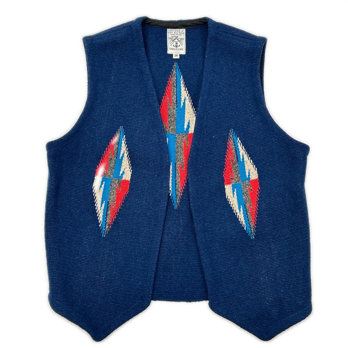 ORTEGA'S Blue Wool Chimayo Vest Size 36