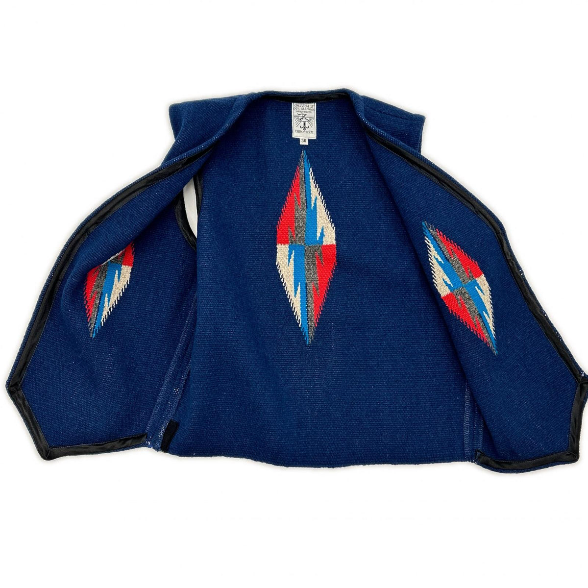 ORTEGA'S Blue Wool Chimayo Vest Size 36