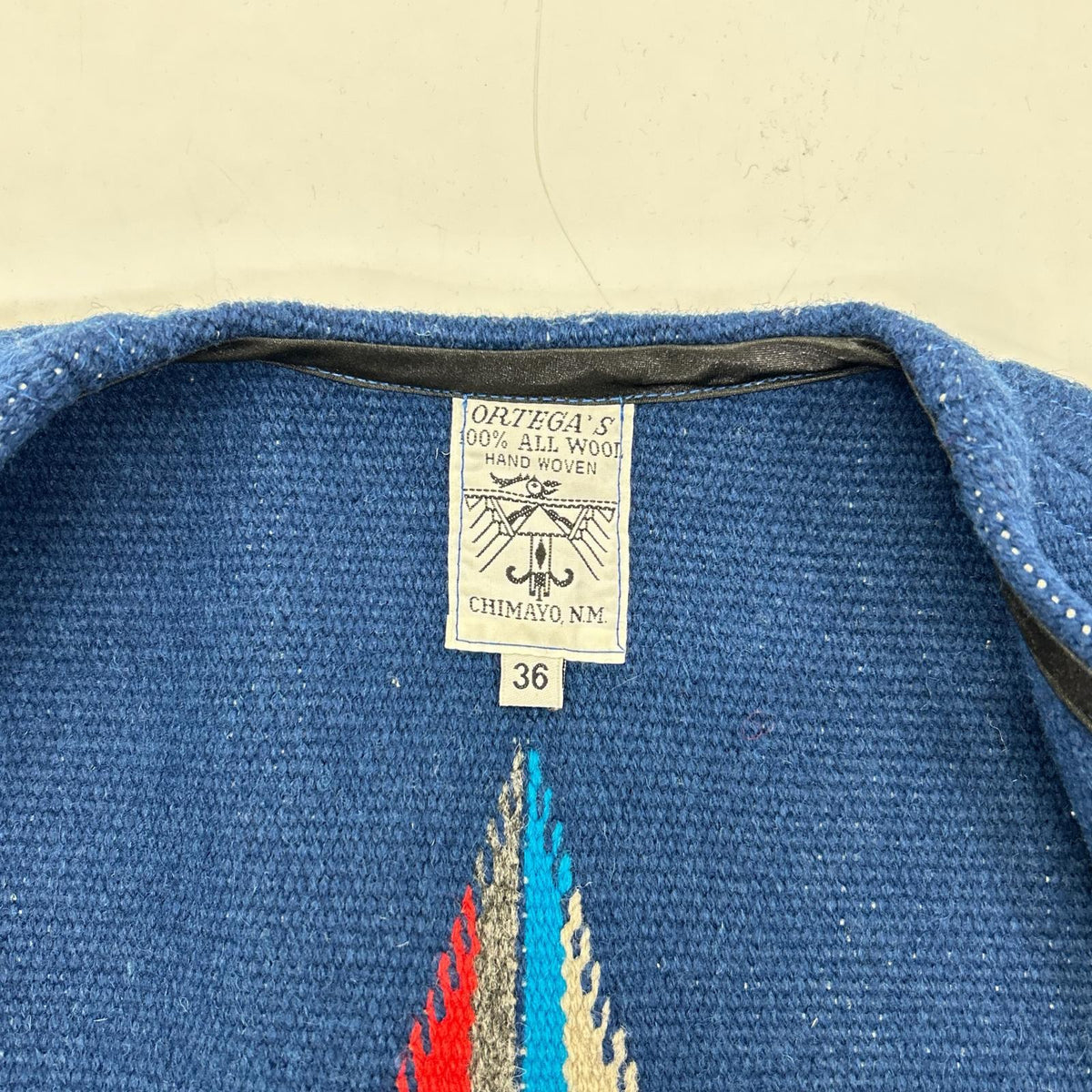 ORTEGA'S Blue Wool Chimayo Vest Size 36