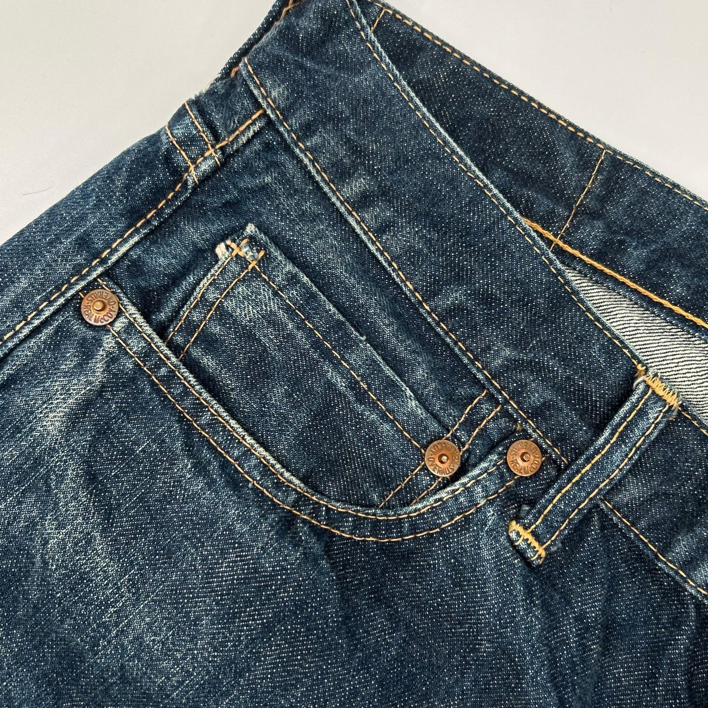 THE REAL MCCOY'S 004 Indigo Straight Jeans Size W33L36