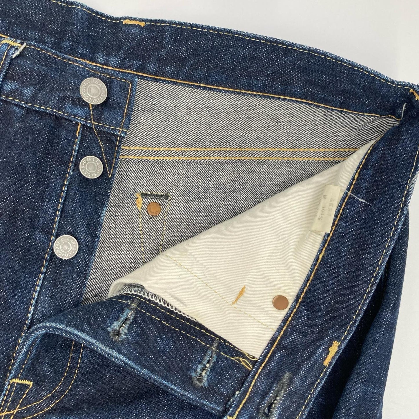 STUDIO D'ARTISAN SD-301 Indigo Leather Denim Jeans Size 31