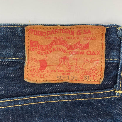 STUDIO D'ARTISAN SD-301 Indigo Leather Denim Jeans Size 31