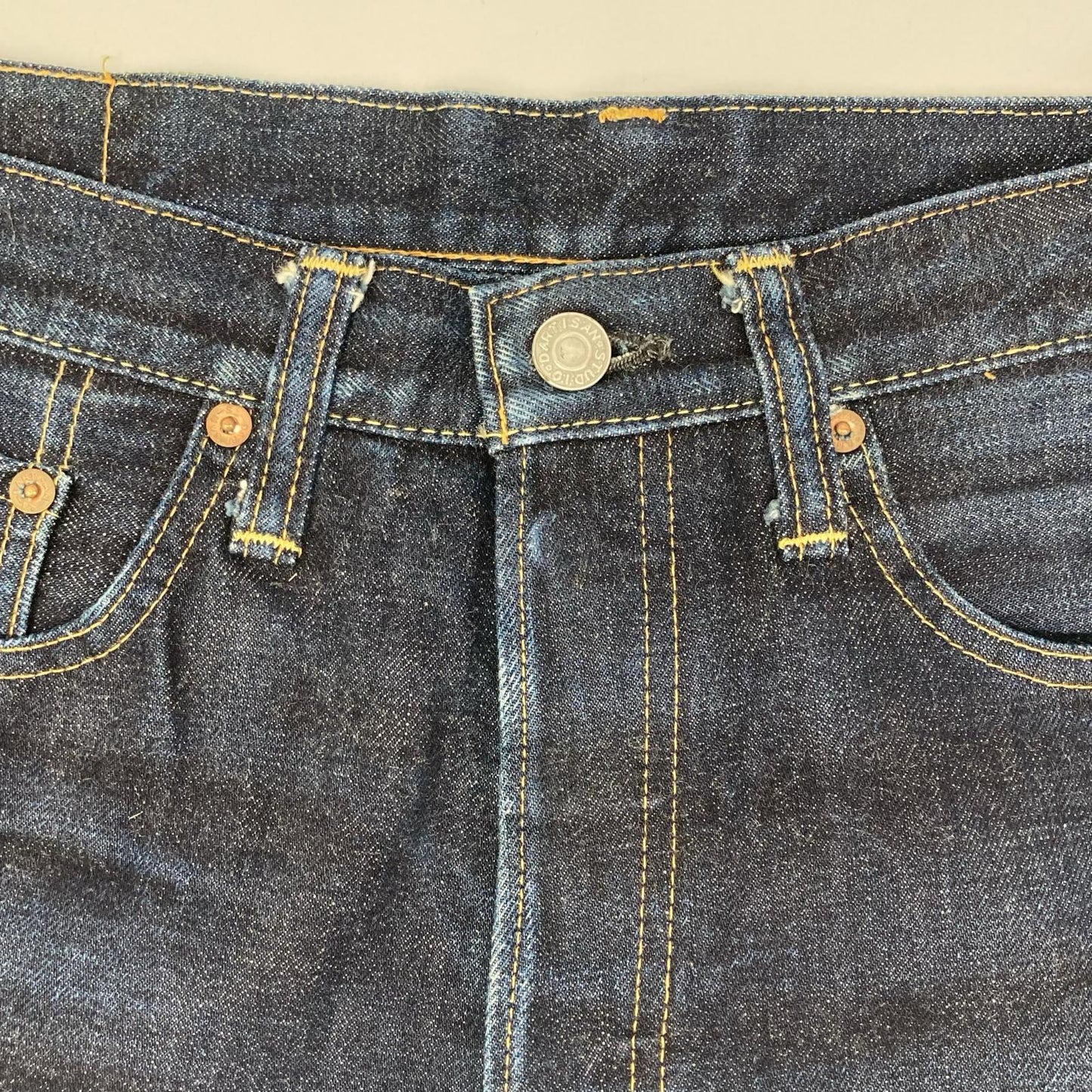 STUDIO D'ARTISAN SD-301 Indigo Leather Denim Jeans Size 31