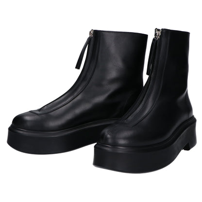 THE ROW Black Calfskin Zipped Boots Crepe Sole Size EU 40