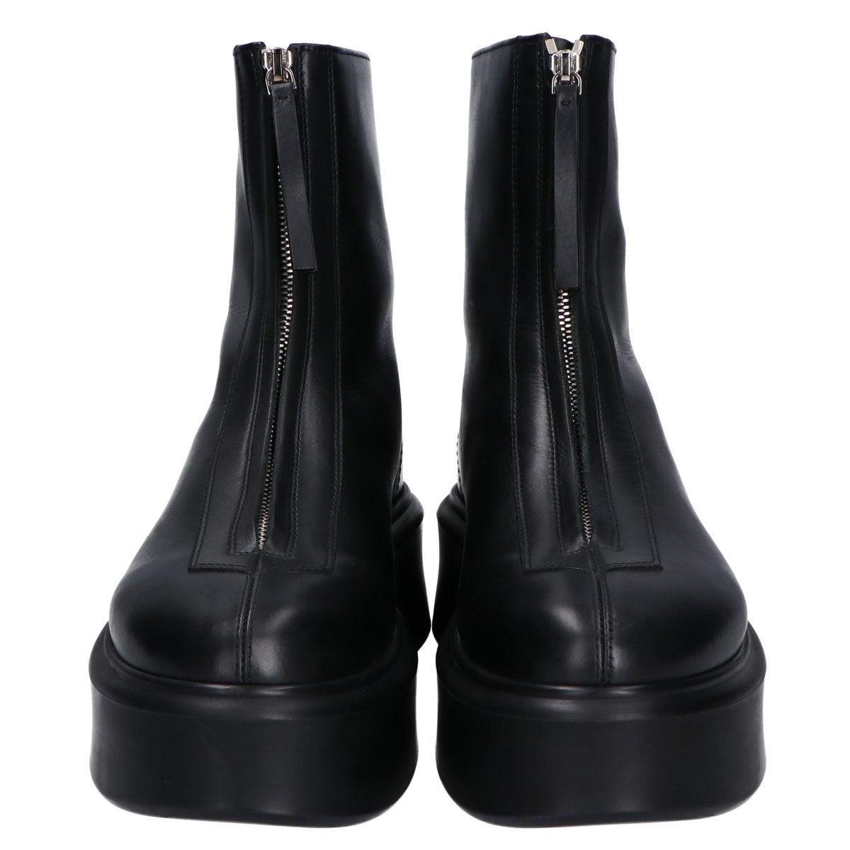 THE ROW Black Calfskin Zipped Boots Crepe Sole Size EU 40