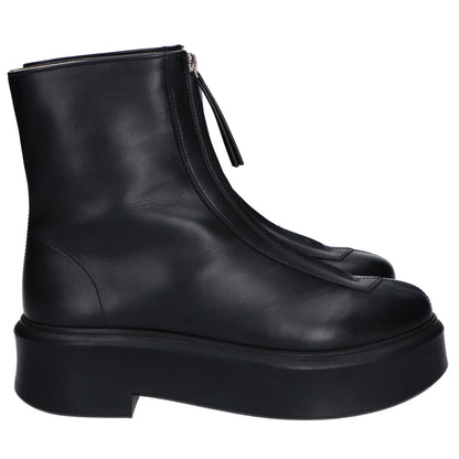 THE ROW Black Calfskin Zipped Boots Crepe Sole Size EU 40