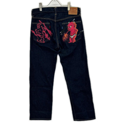 TEDMAN Indigo Cotton Back Print DEVIL Selvedge Jeans Size 32