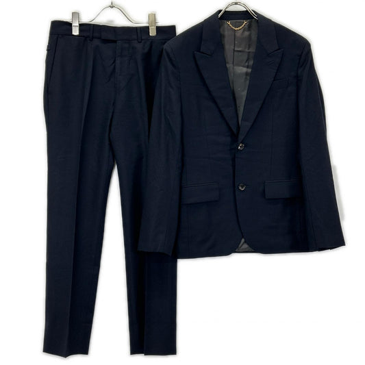 LOUIS VUITTON 15AW Black Peak Lapel Wool Suit Size 44
