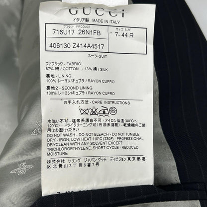 GUCCI Black Pinstripe Bee Inner Double Pocket Suit Size 44R