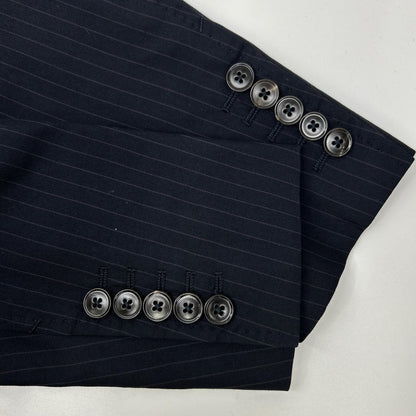 GUCCI Black Pinstripe Bee Inner Double Pocket Suit Size 44R