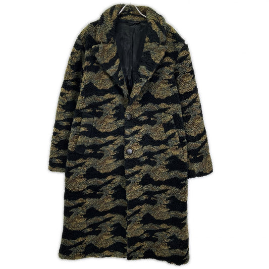 BUSCEMI Camo Boa Long Coat Green Polyester Size 48