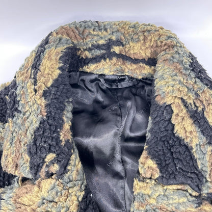BUSCEMI Camo Boa Long Coat Green Polyester Size 48
