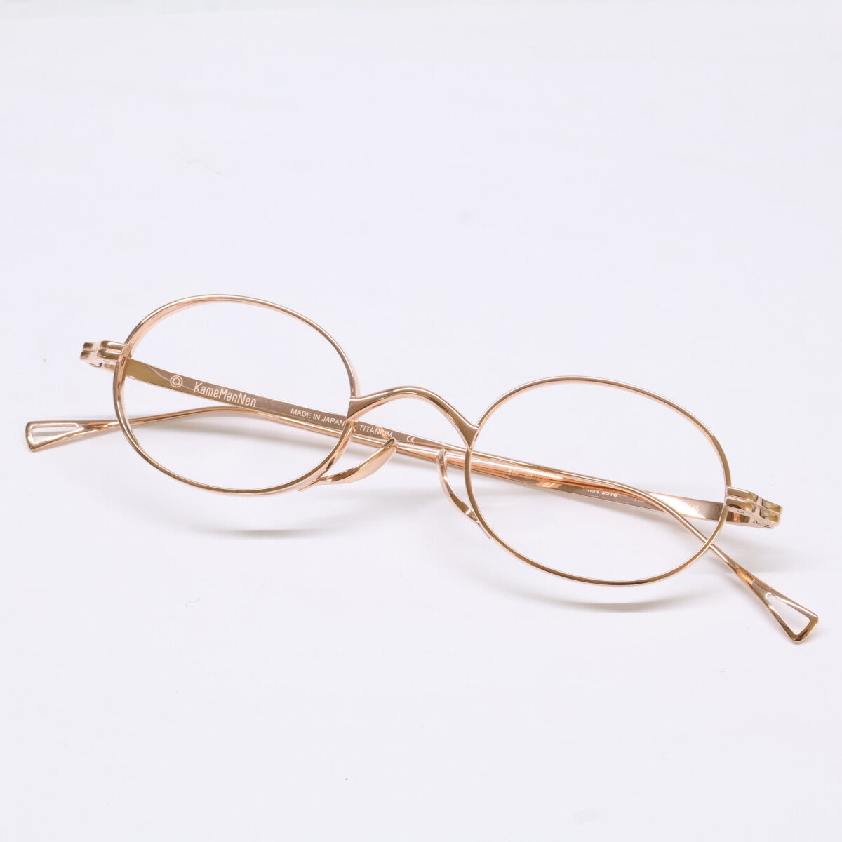 KameManNen KMN9918 RG Oval Gold Titanium Glasses Size 45X22-145
