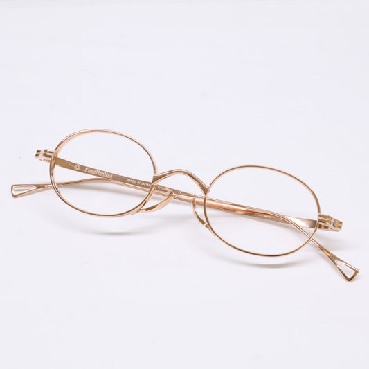 KameManNen KMN9918 RG Oval Gold Titanium Glasses Size 45X22-145