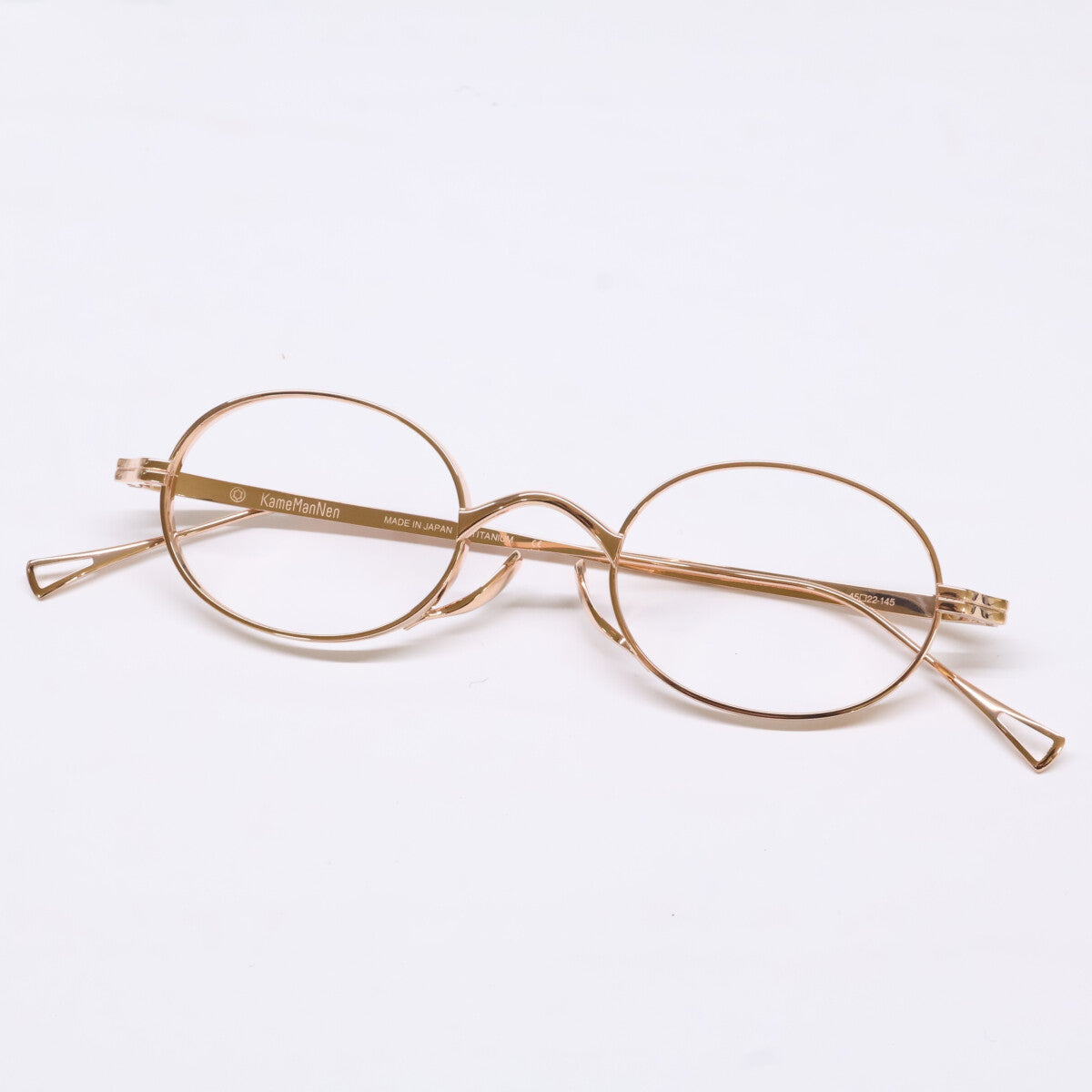 KameManNen KMN9918 RG Oval Gold Titanium Glasses Size 45X22-145