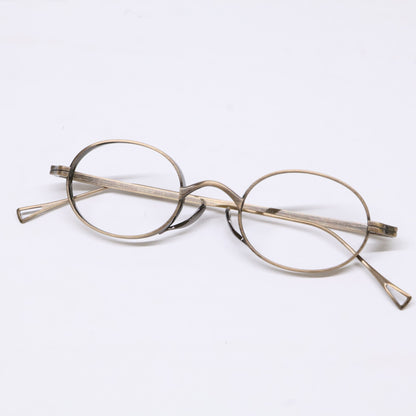 KameManNen KMN9918 AG Oval Gold Titanium Glasses Size 45X22-145