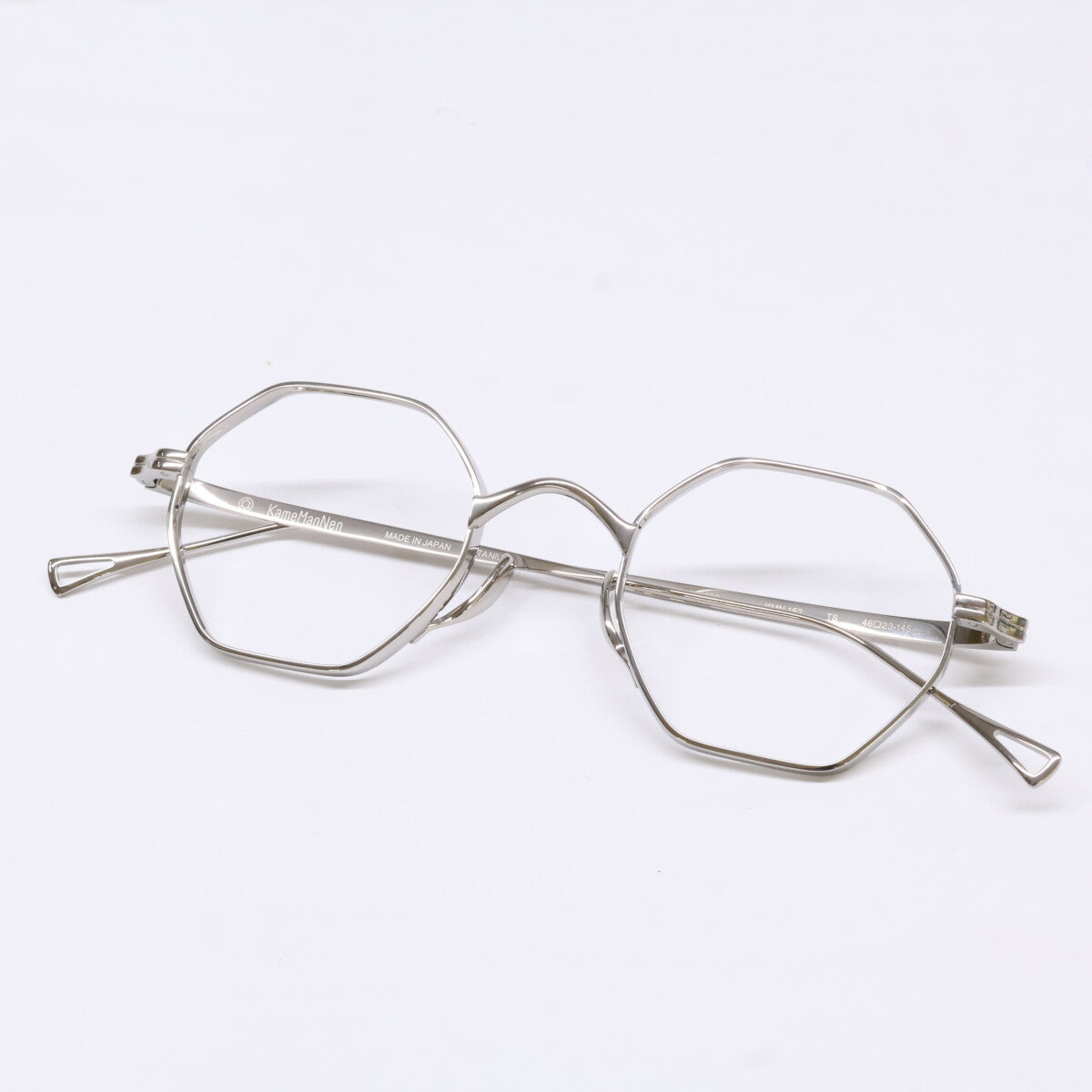 KameManNen KMN152 TS Octagon Silver Titanium Glasses Size 46X23-145